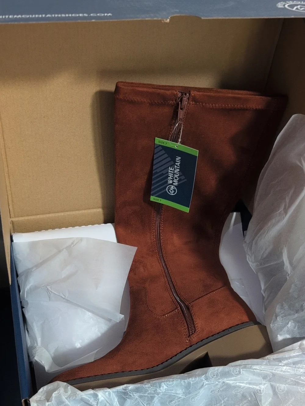 Women's Tall Brown Suede Block Heel Boot | Size 7